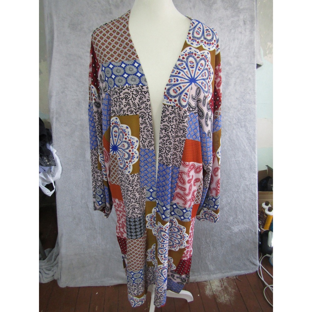 Easel Los Angeles‎ Patchwork Kimono Cardigan Bohemian Paisley Print Size Small